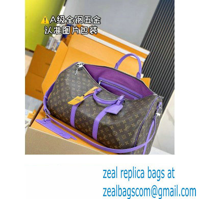 Louis Vuitton Monogram Canvas Keepall Bandouliere 50 Bag M46775 Purple 2024