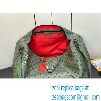 Louis Vuitton Monogram Canvas Keepall Bandouliere 55 Bag M23963 Khaki Green/Vermillion Red 2023