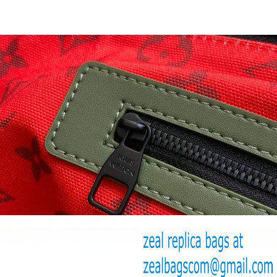 Louis Vuitton Monogram Canvas Keepall Bandouliere 55 Bag M23963 Khaki Green/Vermillion Red 2023 - Click Image to Close