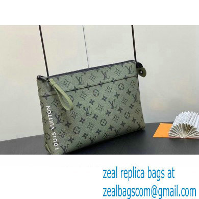 Louis Vuitton Monogram Canvas Pochette Voyage Souple Bag M82800 Khaki Green/Vermillion Red 2023