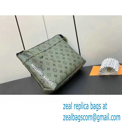 Louis Vuitton Monogram Canvas Pochette Voyage Souple Bag M82800 Khaki Green/Vermillion Red 2023