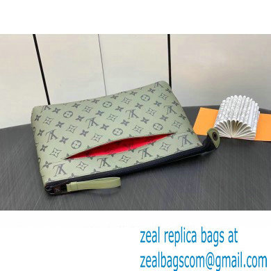 Louis Vuitton Monogram Canvas Pochette Voyage Souple Bag M82800 Khaki Green/Vermillion Red 2023 - Click Image to Close