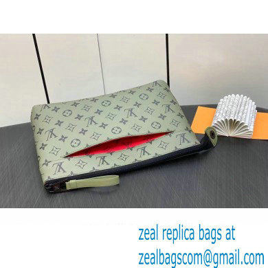 Louis Vuitton Monogram Canvas Pochette Voyage Souple Bag M82800 Khaki Green/Vermillion Red 2023