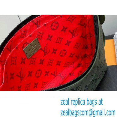 Louis Vuitton Monogram Canvas Pochette Voyage Souple Bag M82800 Khaki Green/Vermillion Red 2023 - Click Image to Close