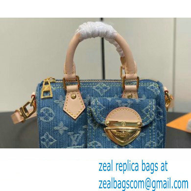 Louis Vuitton Monogram Denim Nano Speedy Bag M82950 Blue DIGITAL EXCLUSIVE 2024