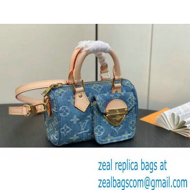 Louis Vuitton Monogram Denim Nano Speedy Bag M82950 Blue DIGITAL EXCLUSIVE 2024 - Click Image to Close