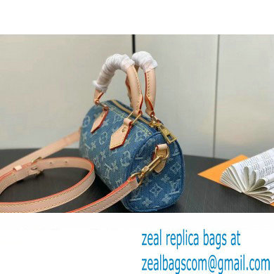 Louis Vuitton Monogram Denim Nano Speedy Bag M82950 Blue DIGITAL EXCLUSIVE 2024 - Click Image to Close