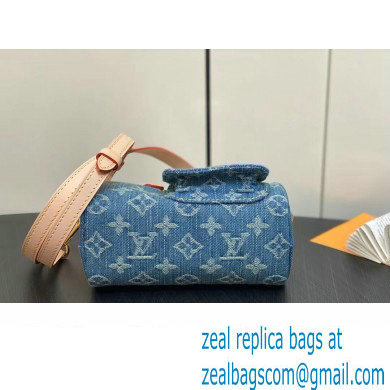 Louis Vuitton Monogram Denim Nano Speedy Bag M82950 Blue DIGITAL EXCLUSIVE 2024