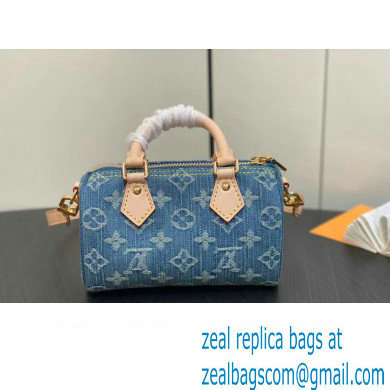 Louis Vuitton Monogram Denim Nano Speedy Bag M82950 Blue DIGITAL EXCLUSIVE 2024 - Click Image to Close