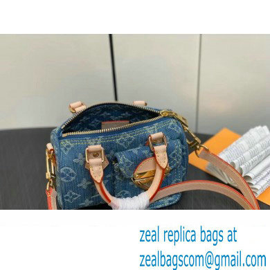 Louis Vuitton Monogram Denim Nano Speedy Bag M82950 Blue DIGITAL EXCLUSIVE 2024 - Click Image to Close