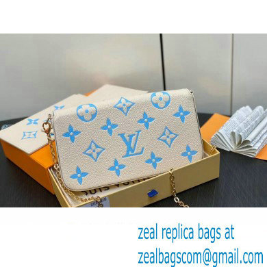 Louis Vuitton Monogram Empreinte Felicie Pochette Bag M83025 White/Blue 2024