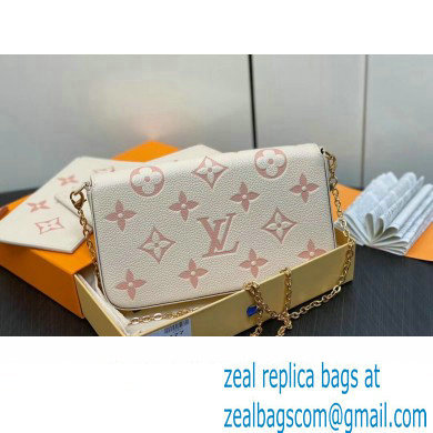 Louis Vuitton Monogram Empreinte Felicie Pochette Bag M83025 White/Pink 2024