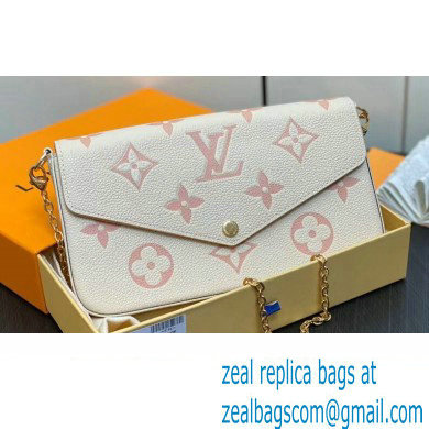 Louis Vuitton Monogram Empreinte Felicie Pochette Bag M83025 White/Pink 2024 - Click Image to Close