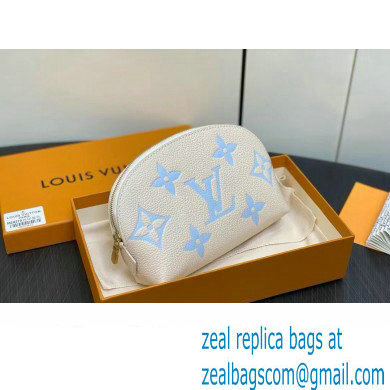 Louis Vuitton Monogram Empreinte Leather Cosmetic Pouch Bag M24378 Blue - Click Image to Close