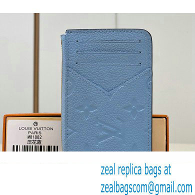 Louis Vuitton Monogram Empreinte Leather Romy Card Holder M82045 Bleu Nuage Blue