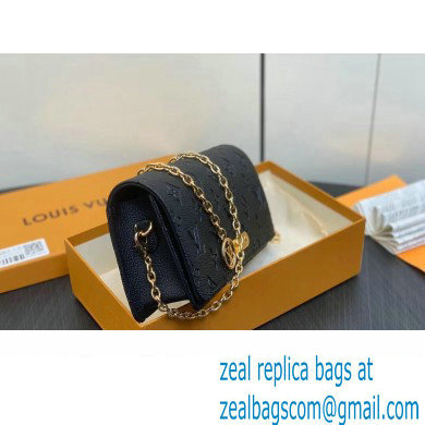 Louis Vuitton Monogram Empreinte Leather Wallet On Chain Lily Bag M46919 Black 2024