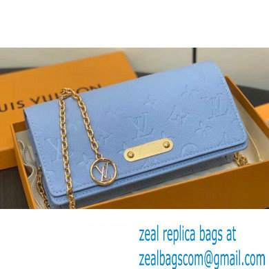 Louis Vuitton Monogram Empreinte Leather Wallet On Chain Lily Bag M83233 Blue Hour 2024