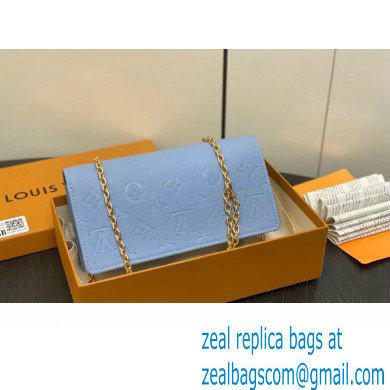Louis Vuitton Monogram Empreinte Leather Wallet On Chain Lily Bag M83233 Blue Hour 2024