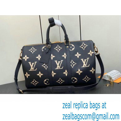 Louis Vuitton Monogram Empreinte leather Keepall Bandouliere 45 Bag M46670 Black 2023