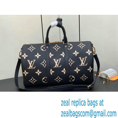 Louis Vuitton Monogram Empreinte leather Keepall Bandouliere 45 Bag M46670 Black 2023