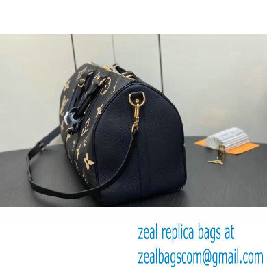 Louis Vuitton Monogram Empreinte leather Keepall Bandouliere 45 Bag M46670 Black 2023