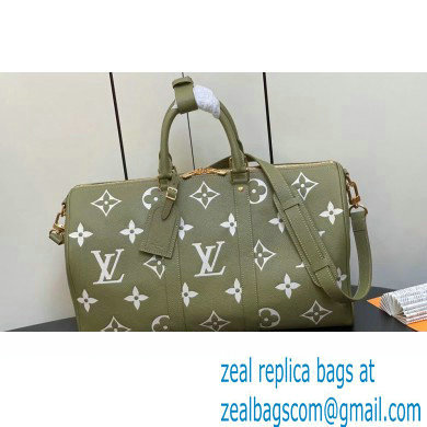Louis Vuitton Monogram Empreinte leather Keepall Bandouliere 45 Bag M46671 Kaki 2023