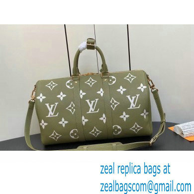 Louis Vuitton Monogram Empreinte leather Keepall Bandouliere 45 Bag M46671 Kaki 2023