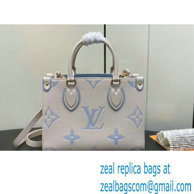 Louis Vuitton Monogram Empreinte leather OnTheGo PM Bag M45653 creamy/Blue 2024 - Click Image to Close