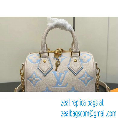 Louis Vuitton Monogram Empreinte leather Speedy Bandouliere 20 Bag M46397 creamy/Blue 2024 - Click Image to Close