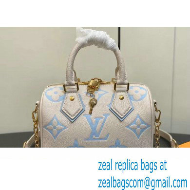 Louis Vuitton Monogram Empreinte leather Speedy Bandouliere 20 Bag M46397 creamy/Blue 2024