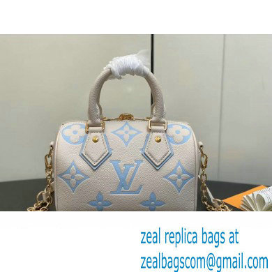 Louis Vuitton Monogram Empreinte leather Speedy Bandouliere 20 Bag M46397 creamy/Blue 2024