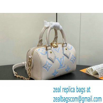 Louis Vuitton Monogram Empreinte leather Speedy Bandouliere 20 Bag M46397 creamy/Blue 2024