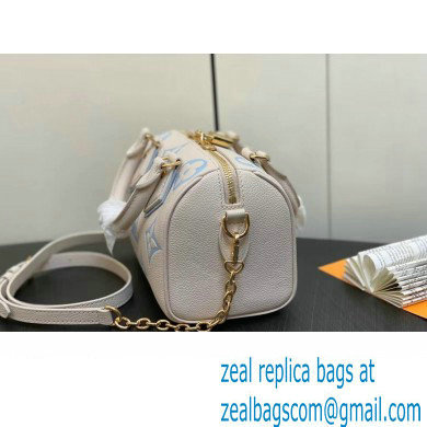 Louis Vuitton Monogram Empreinte leather Speedy Bandouliere 20 Bag M46397 creamy/Blue 2024 - Click Image to Close