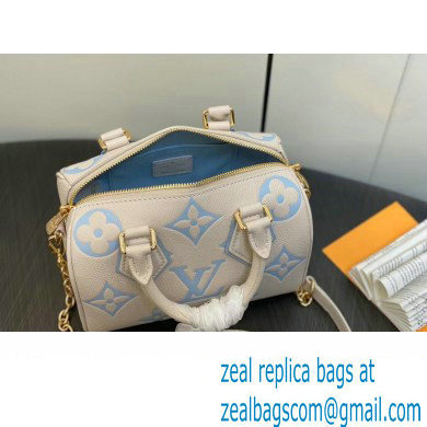 Louis Vuitton Monogram Empreinte leather Speedy Bandouliere 20 Bag M46397 creamy/Blue 2024 - Click Image to Close