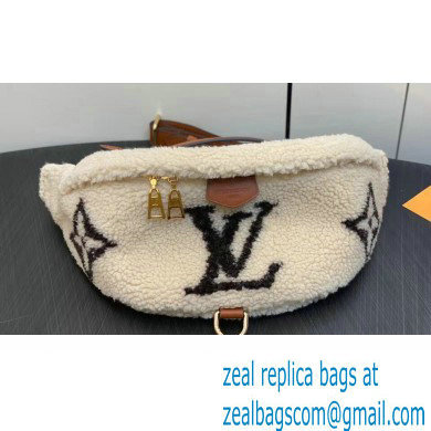 Louis Vuitton Shearling LV Ski Bumbag Bag M23715 Cream/Brown 2023 - Click Image to Close