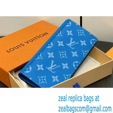 Louis Vuitton Taiga cowhide leather and Monogram canvas Brazza Wallet Blue 2024