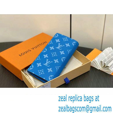 Louis Vuitton Taiga cowhide leather and Monogram canvas Brazza Wallet Blue 2024