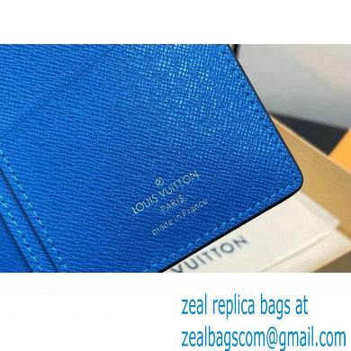 Louis Vuitton Taiga cowhide leather and Monogram canvas Brazza Wallet Blue 2024