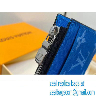 Louis Vuitton Taiga cowhide leather and Monogram canvas Coin Card Holder M83102 Blue 2024