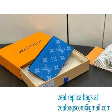 Louis Vuitton Taiga cowhide leather and Monogram canvas Coin Card Holder M83102 Blue 2024