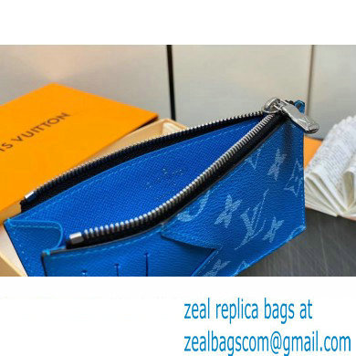 Louis Vuitton Taiga cowhide leather and Monogram canvas Coin Card Holder M83102 Blue 2024