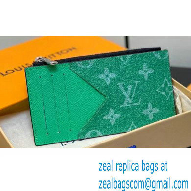 Louis Vuitton Taiga cowhide leather and Monogram canvas Coin Card Holder M83102 Green 2024