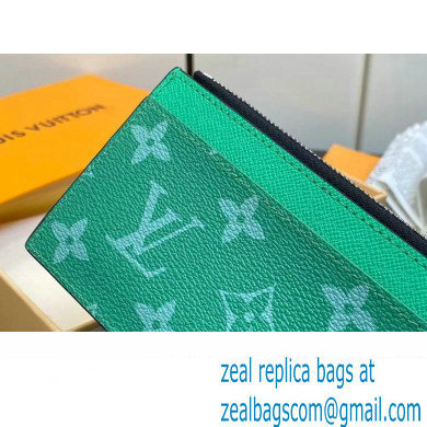 Louis Vuitton Taiga cowhide leather and Monogram canvas Coin Card Holder M83102 Green 2024