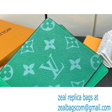 Louis Vuitton Taiga cowhide leather and Monogram canvas Multiple Wallet M30993 Green 2024