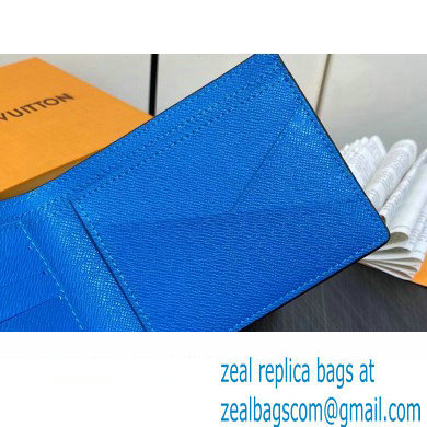 Louis Vuitton Taiga cowhide leather and Monogram canvas Multiple Wallet M30995 Blue 2024