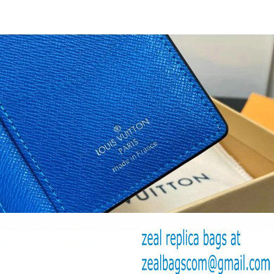 Louis Vuitton Taiga cowhide leather and Monogram canvas Pocket Organizer Wallet M83095 Blue 2024