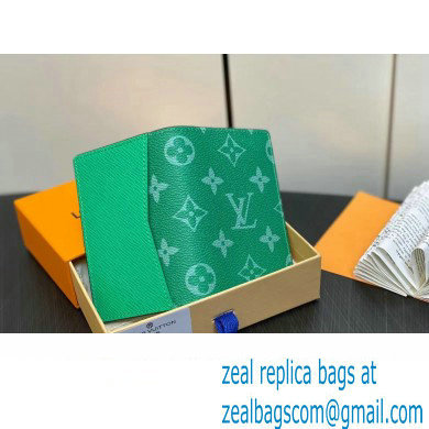 Louis Vuitton Taiga cowhide leather and Monogram canvas Pocket Organizer Wallet M83101 Green 2024