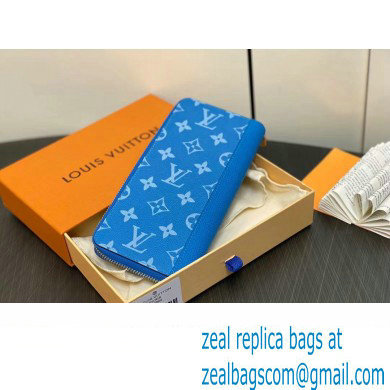 Louis Vuitton Taiga cowhide leather and Monogram canvas Zippy Vertical Wallet Blue 2024 - Click Image to Close