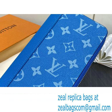 Louis Vuitton Taiga cowhide leather and Monogram canvas Zippy Vertical Wallet Blue 2024 - Click Image to Close