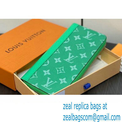 Louis Vuitton Taiga cowhide leather and Monogram canvas Zippy Vertical Wallet Green 2024